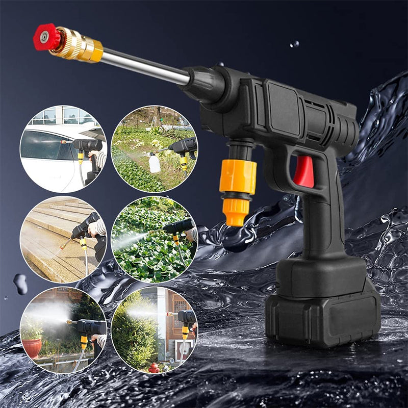 Cordless portable high-pressure water spray gun