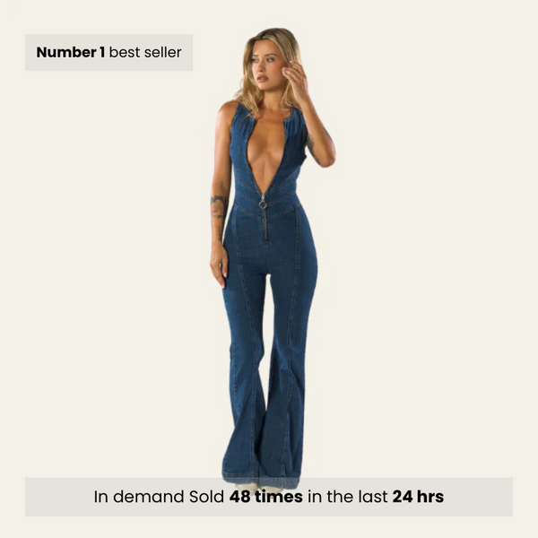 CAPRI CURVE-HUGGING DENIM JUMPSUIT